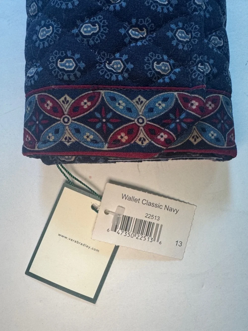 VERA BRADLEY Crossbody Wallet Classic Navy Blue Red Paisley NWT KL